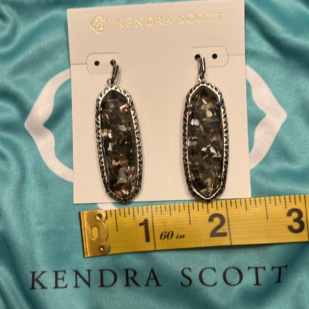 Kendra Scott Abalone Shell and Glass Silver Drop Earrings - Picture 2 of 4